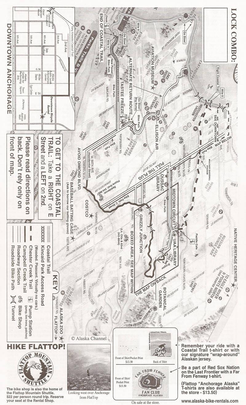 Anchorage Bike Map Front Page, Downtown Bicycle Rentals